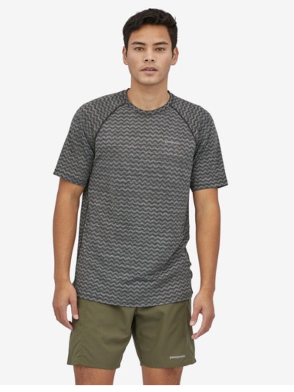Patagonia Ridge Flow Short Sleeve Performance Mens Tee shirt chevron Sz M active